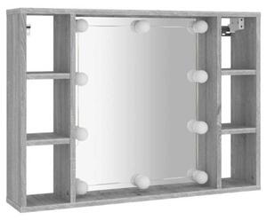 Szafka z lustrem i LED, szary dÄ b sonoma, 76x15x55 cm