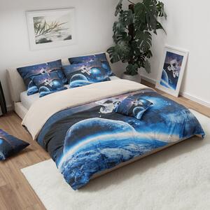Pościel 3D ASTRONAUT niebieska + poszewka na poduszkę 40x40 cm gratis Rozmiar pościeli: 70 x 90 cm | 140 x 200 cm