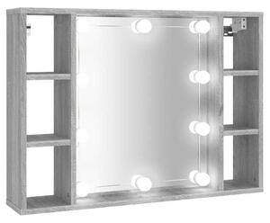 Szafka z lustrem i LED, szary dÄ b sonoma, 76x15x55 cm