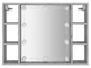 Szafka z lustrem i LED, szary dÄ b sonoma, 76x15x55 cm