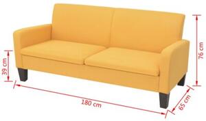 Sofa 3-osobowa, Å¼Ã³Åta, 180 x 65 x 76 cm