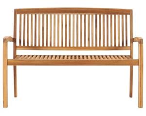 Sztaplowana ławka ogrodowa z poduszką, 128,5 cm, drewno tekowe