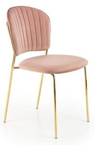 Krzesło do jadalni K499, tapicerowane, glamour, róż