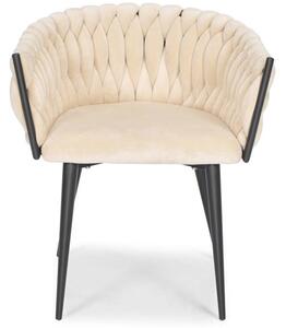 Krzesło welurowe glamour ROSA - czarno-beżowe
