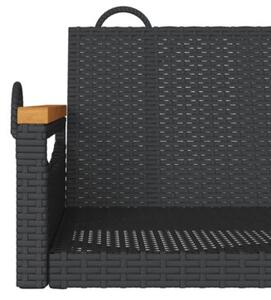Ławka bujana, czarna, 109x62x40 cm, polirattan