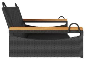 Ławka bujana, czarna, 109x62x40 cm, polirattan