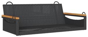 Ławka bujana, czarna, 109x62x40 cm, polirattan