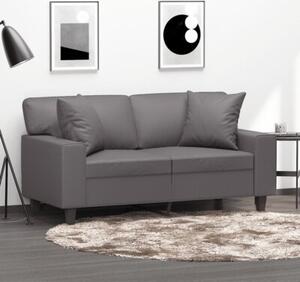 Sofa 2-osobowa z poduszkami, szara, 120 cm, sztuczna skÃ³ra