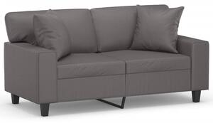 Sofa 2-osobowa z poduszkami, szara, 120 cm, sztuczna skÃ³ra