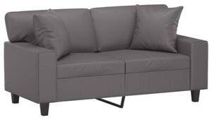 Sofa 2-osobowa z poduszkami, szara, 120 cm, sztuczna skÃ³ra