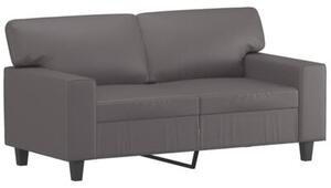 Sofa 2-osobowa z poduszkami, szara, 120 cm, sztuczna skÃ³ra