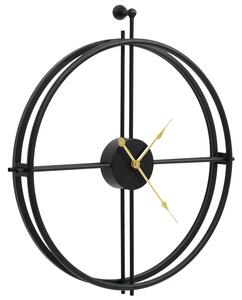 Czarny elegancki zegar ścienny ze złotymi wskazówkami 52 cm K4-G37