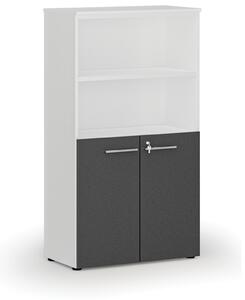 Szafa biurowa kombinowana PRIMO WHITE, drzwi na 2 poziomach, 800 x 420 x 1434 mm, biały/grafit