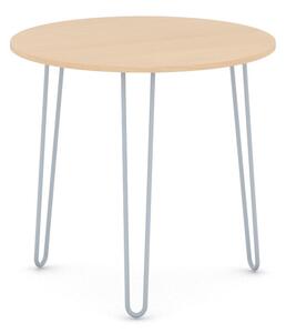 Okrągły stół jadalniany SPIDER, średnica 80 cm, szaro-srebrna podstawa, buk