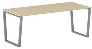 Biurko PRIMO IMPRESS, 200x90 cm, szaro-srebrna podstawa, brzoza