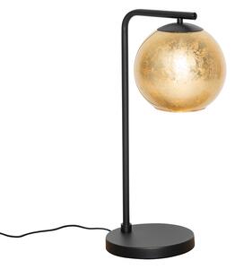 Design tafellamp zwart met goud glas - Bert Oswietlenie wewnetrzne