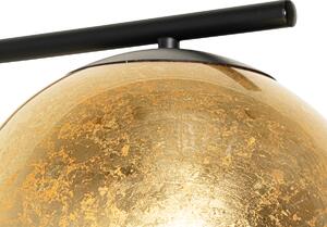 Designerska lampa podłogowa czarna ze złotym szkłem - Bert Oswietlenie wewnetrzne