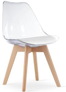 Transparentne krzesło z poduszką na drewnianych nogach Mark