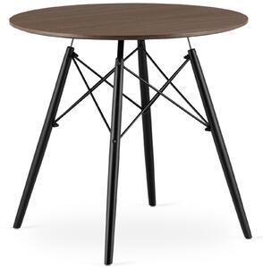 Loftowy stół z blatem w dekorze drewna Todi 80 cm czarne nogi