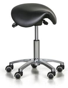 Krzesło robocze ENIE, siedzisko siodłowe, kółka miękkie, czarny