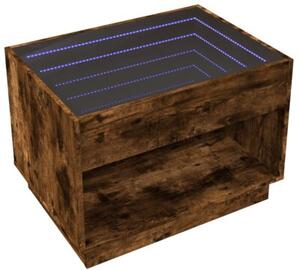 Stolik kawowy z LED infinity, przydymiony dÄ b, 70x50x50 cm