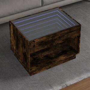 Stolik kawowy z LED infinity, przydymiony dÄ b, 70x50x50 cm