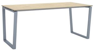 Biurko PRIMO IMPRESS, 180x90 cm, szaro-srebrna podstawa, dąb naturalny