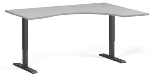 Ergonomiczne biurko z regulacją wysokości, 160x120 cm, 2 silniki, L/P, czarna podstawa, szary