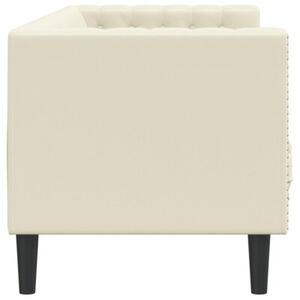 Sofa chesterfield, trzyosobowa, kremowa, sztuczna skÃ³ra