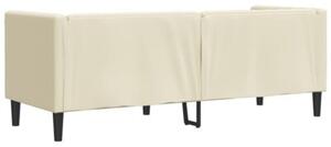 Sofa chesterfield, trzyosobowa, kremowa, sztuczna skÃ³ra