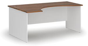 Ergonomiczne biurko PRIMO WHITE, 180x120 cm, lewe, biały/orzech