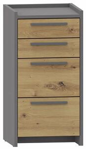 Nowoczesna komoda z 4 szufladami dąb artisan + antracyt G6-C54