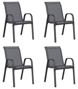 Sztaplowane krzesła ogrodowe, 4 szt., szare, tworzywo textilene