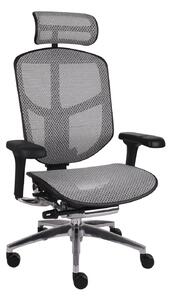 -10% z kodem: OFFICE10 - Fotel biurowy Enjoy 2 BS Grey, czarno-szary siatkowy fotel ergonomiczny