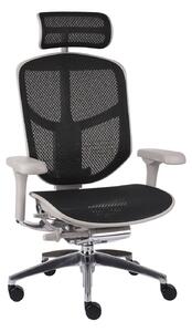 -10% z kodem: OFFICE10 - Fotel biurowy Enjoy 2 GS Black, szaro-czarny siatkowy fotel ergonomiczny