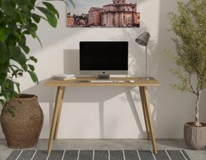 Proste biurko minimalistyczne bez szuflad, stół biurowy drewniany pod komputer Fornir dębowy 88,7x50