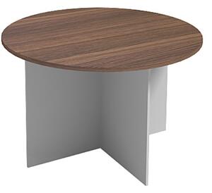 Stół konferencyjny z okrągłym blatem PRIMO GRAY, średnica 120 cm, szary/orzech