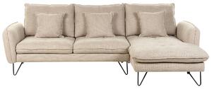 Nowoczesna sofa narażona narożnik lewostronny regulowane oparcie z dodatkowymi poduszkami tapicerowana beżowa Sersan Beliani