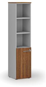 Szafa biurowa kombinowana PRIMO GRAY, drzwi na 2 poziomach, 400 x 420 x 1781 mm, szary/orzech