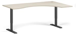 Ergonomiczne biurko z regulacją wysokości, 180x120 cm, 1 silnik, L/P, czarna podstawa, brzoza