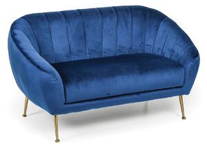 Sofa aksamit MARLENE, dwuosobowa, niebieska