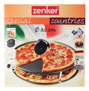 Zestaw 2 perforowanych blaszek, 3 stojaków i noża do pizzy Zenker Special Countries, ø 32 cm