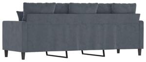 Sofa 3-osobowa, ciemnoszara, 180 cm, obita aksamitem