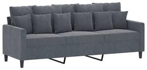 Sofa 3-osobowa, ciemnoszara, 180 cm, obita aksamitem