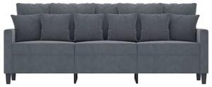 Sofa 3-osobowa, ciemnoszara, 180 cm, obita aksamitem