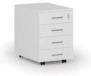 Kontenerek biurowy mobilny SEGMENT, 4 szuflady, biały