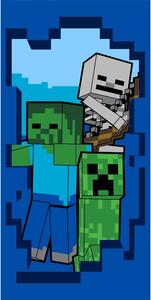 Niebieski bawełniany ręcznik dziecięcy 70x140 cm Minecraft "Beware" – Jerry Fabrics