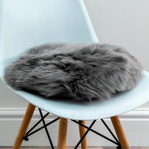 Szara poduszka na krzesło ze skóry owczej Native Natural Round, ⌀ 40 cm