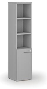 Szafa biurowa kombinowana PRIMO GRAY, drzwi na 2 poziomach, 400 x 420 x 1781 mm, szary