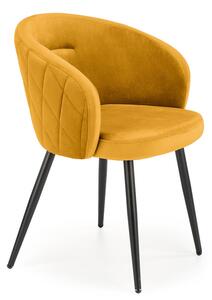 Musztardowe pikowane krzesło nowoczesne - Vente